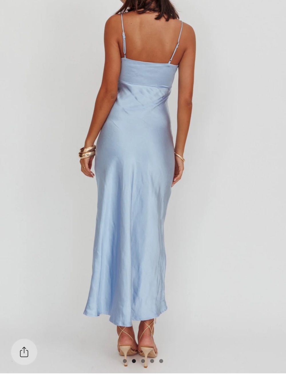 Selfie Leslie Light Blue Satin Slip Maxi Dress with Side Slit - Picture 2 of 2